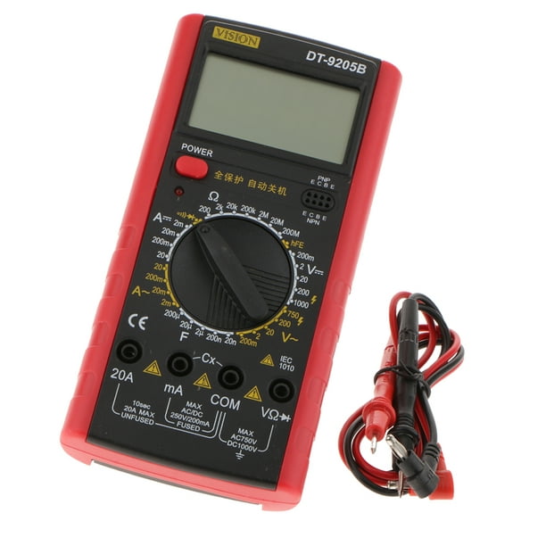 DT9205B Pocket Digital Multimeter Clamp Volt Ohm Amp Tester with Test Probe